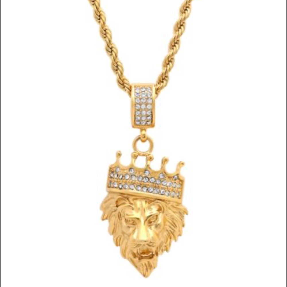 ANTHONY JACOBS
18K Goldplated Necklace with Simulated Diamond Lion Pendant